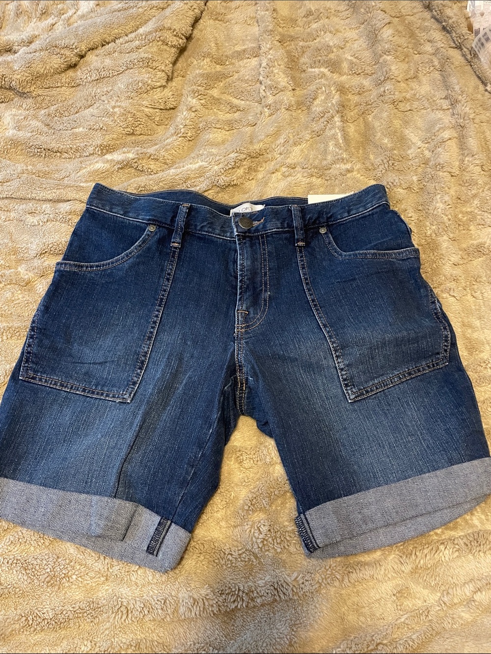 LOFT Dark Indigo Cuffed Denim Shorts